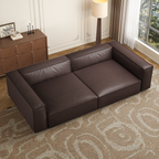 Canapé-lit de luxe minimaliste en cuir marron foncé