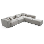 Canapé modulable en L et pouf gris Freedom