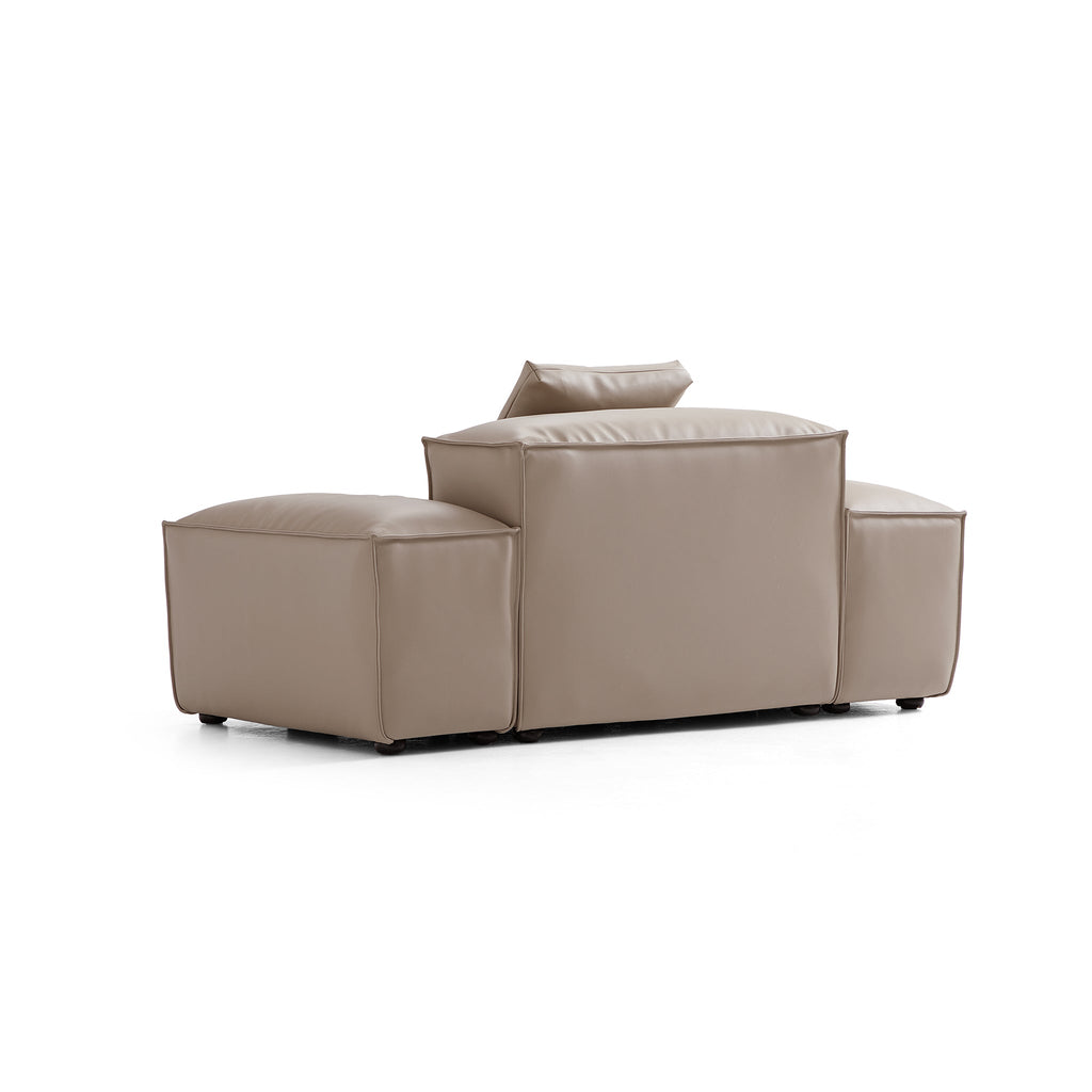 Fauteuil modulaire Cube en cuir véritable beige
