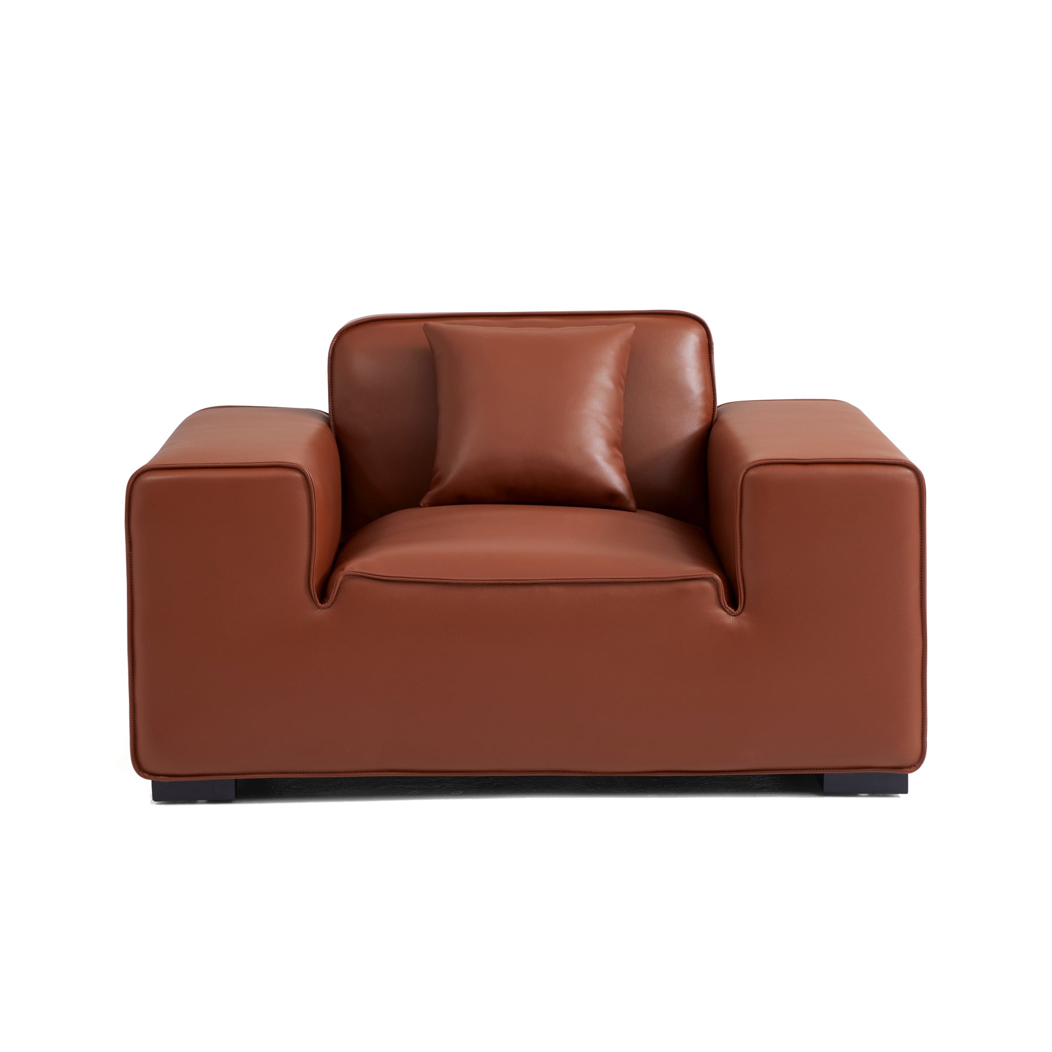 Fauteuil modulaire en cuir marron Domus