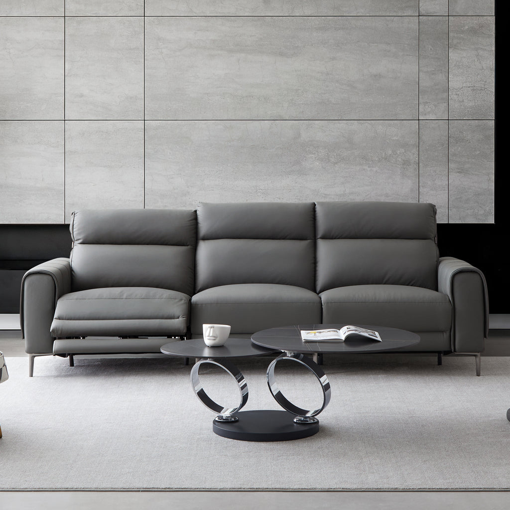 Canapé-lit inclinable électrique en cuir Louis