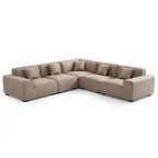 Canapé d'angle modulaire en cuir kaki Domus