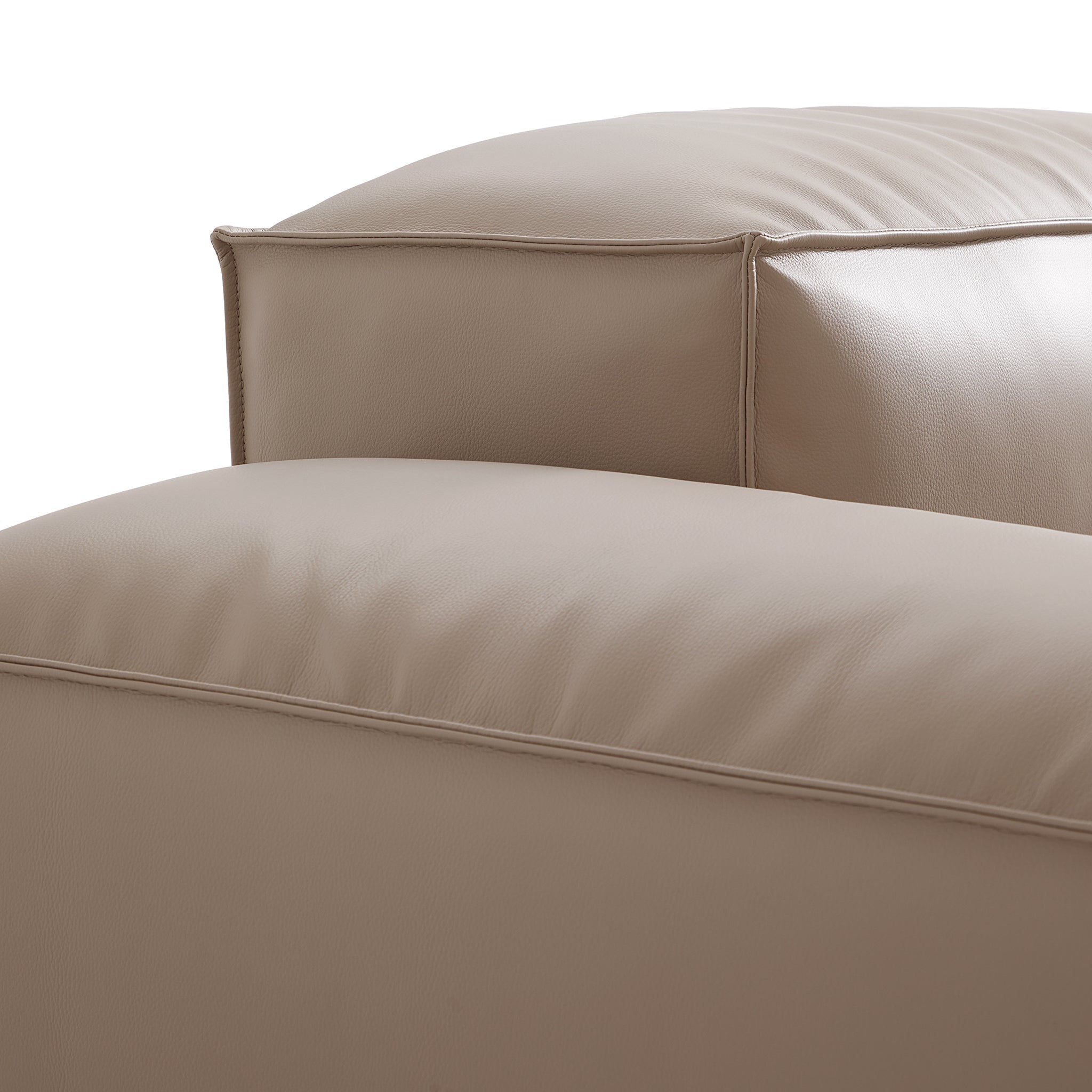 Fauteuil modulaire Cube en cuir véritable kaki