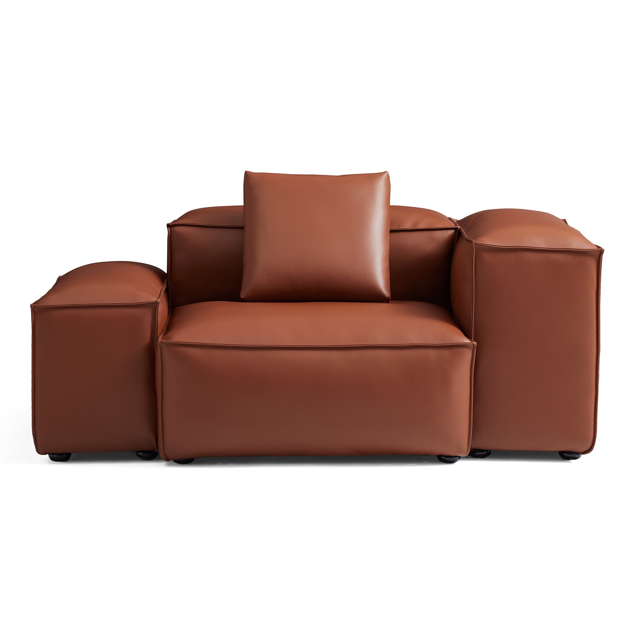Fauteuil modulaire Cube en cuir véritable beige