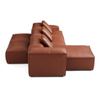 Canapé d'angle modulaire double face en cuir véritable marron Cube
