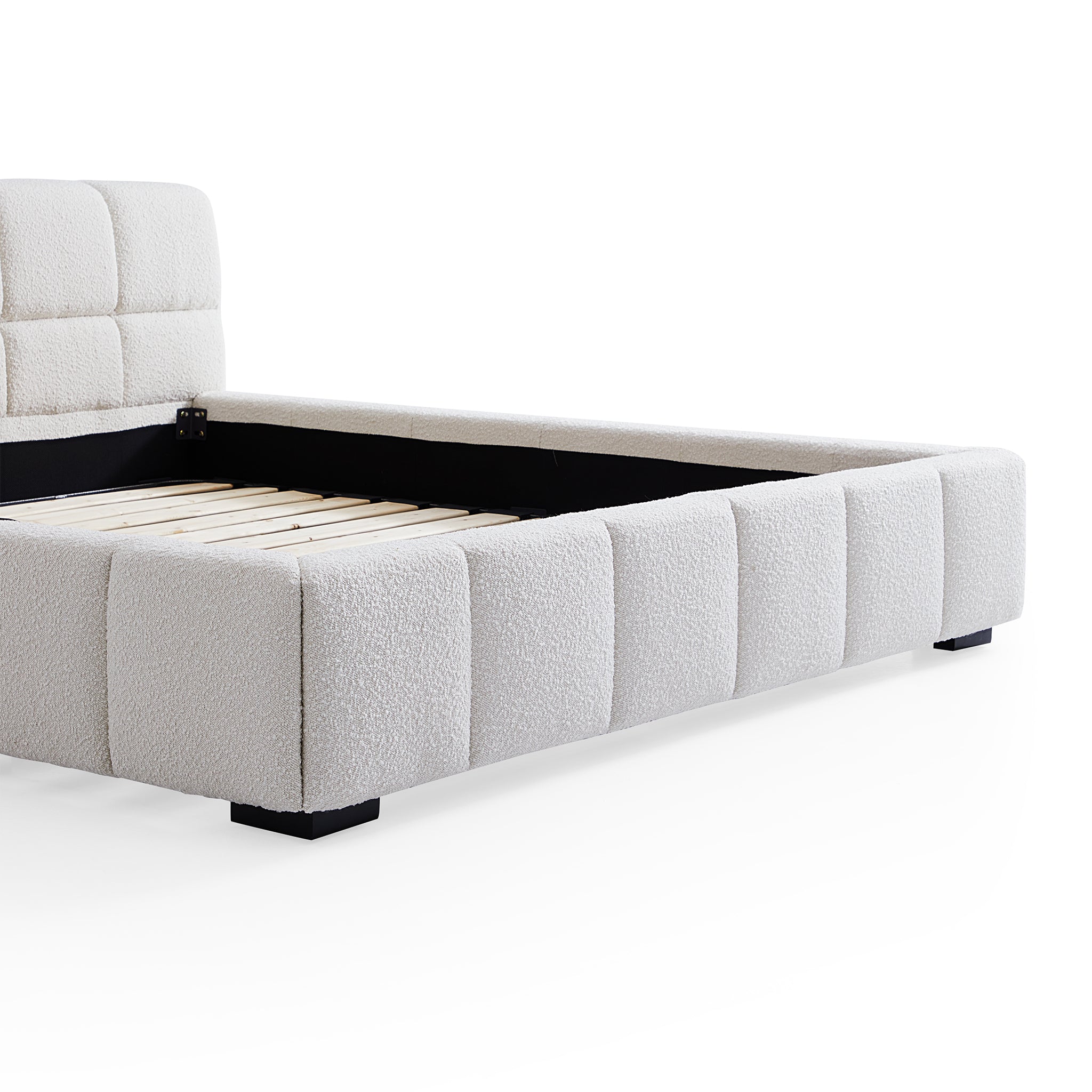 Lit en tissu bouclé moelleux