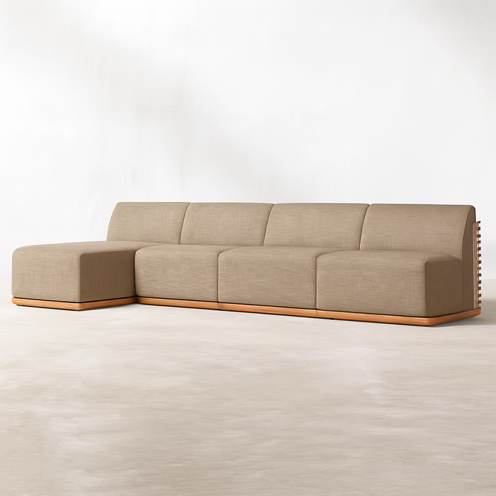 Ensemble canapé et salon d'extérieur design en teck Solana