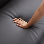 Ensemble canapé et pouf en cuir gris foncé Noble