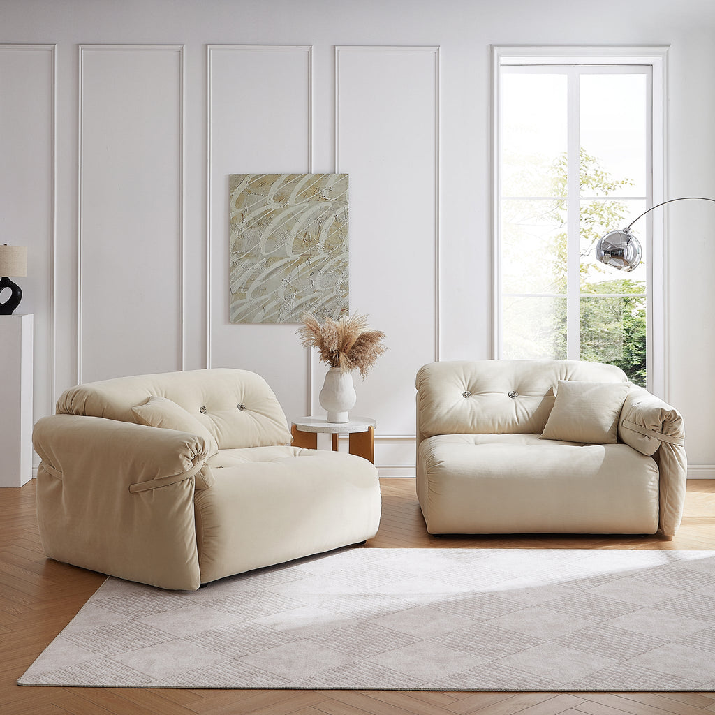 Canapé capitonné jaune beurre