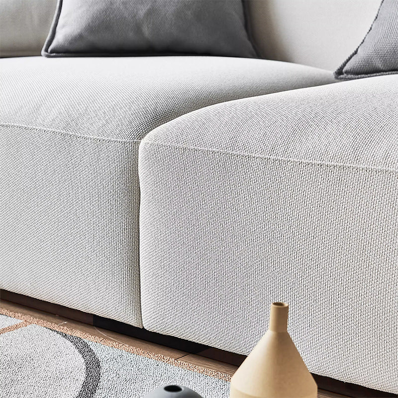 Canapé d'angle en tissu beige serein