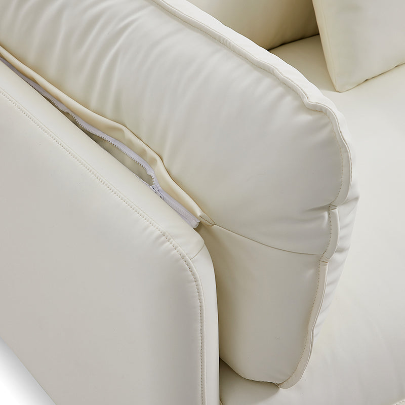 Fauteuil en cuir blanc vanille