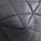 Pouf carré en cuir gris foncé gaufré