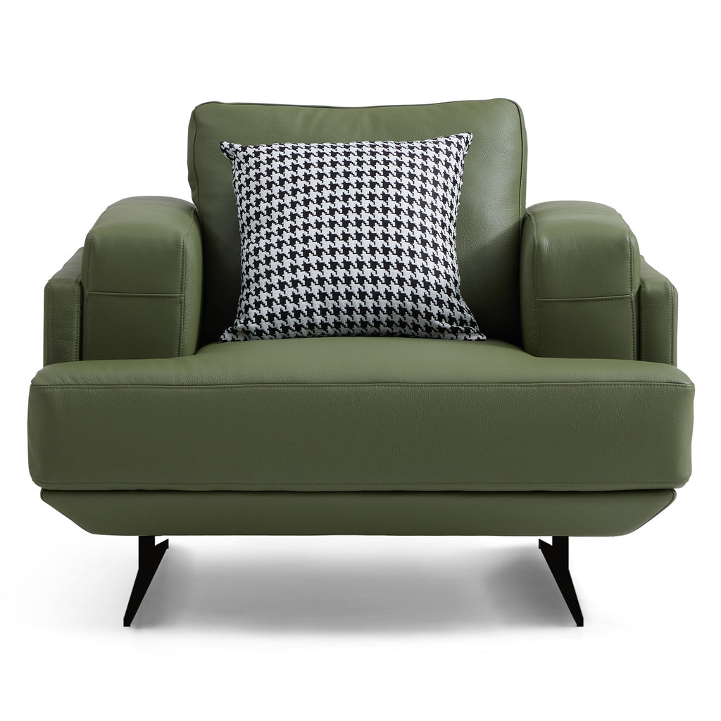 Fauteuil Olivia Green en cuir véritable pleine fleur