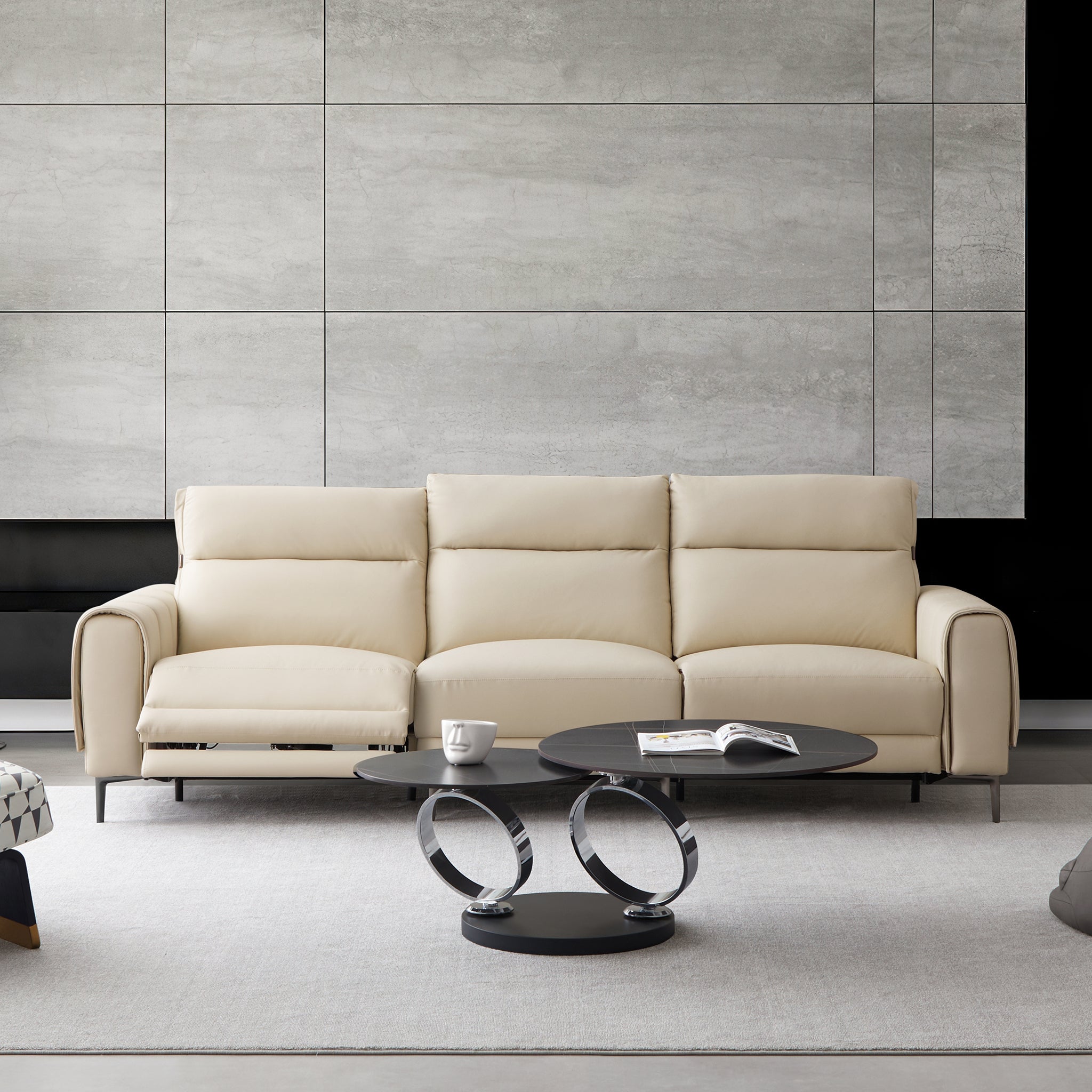 Canapé-lit inclinable électrique en cuir Louis