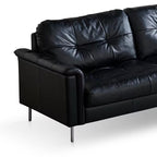 Canapé baroque capitonné en cuir noir 