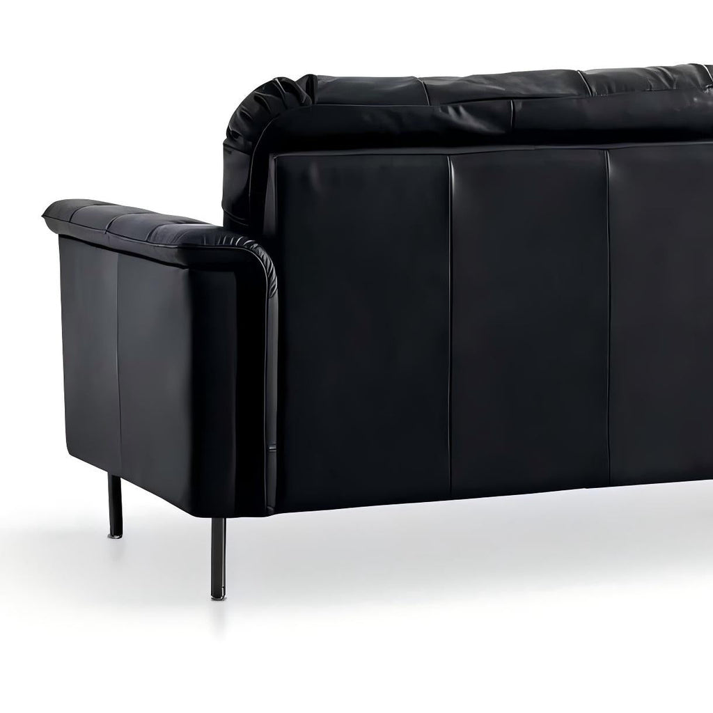 Canapé baroque capitonné en cuir noir 