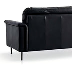 Canapé baroque capitonné en cuir noir 