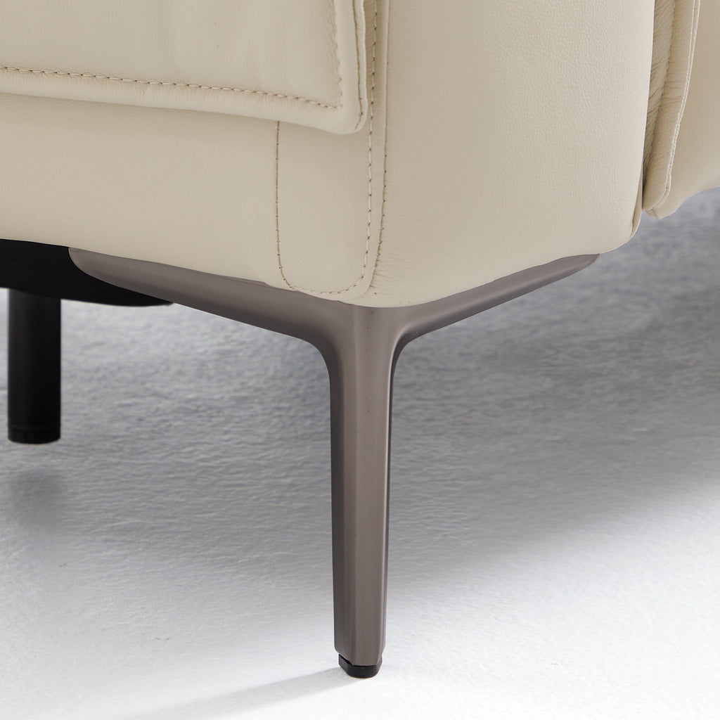 Canapé-lit inclinable électrique en cuir beige Louis