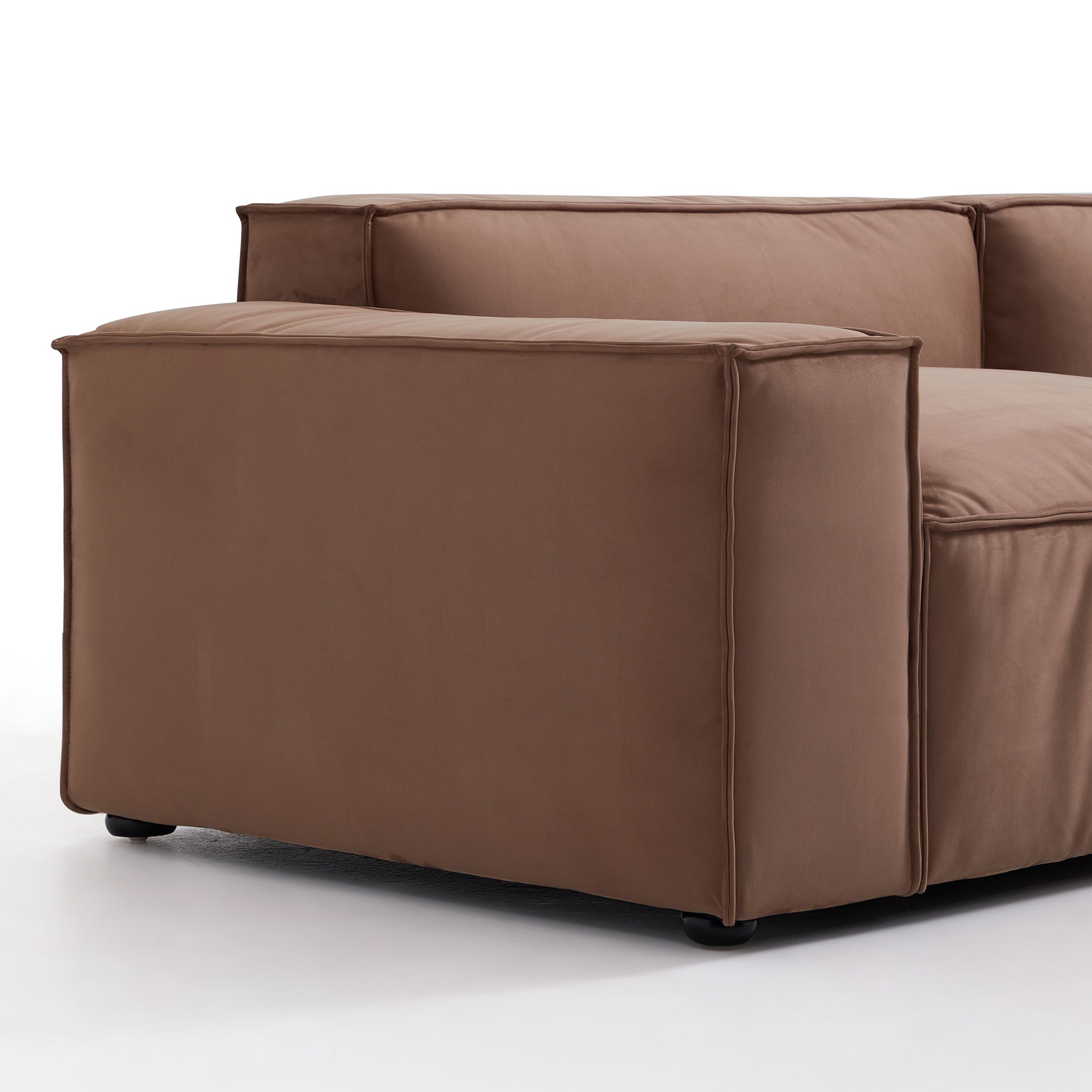 Canapé sectionnel en U de luxe en tissu marron minimaliste