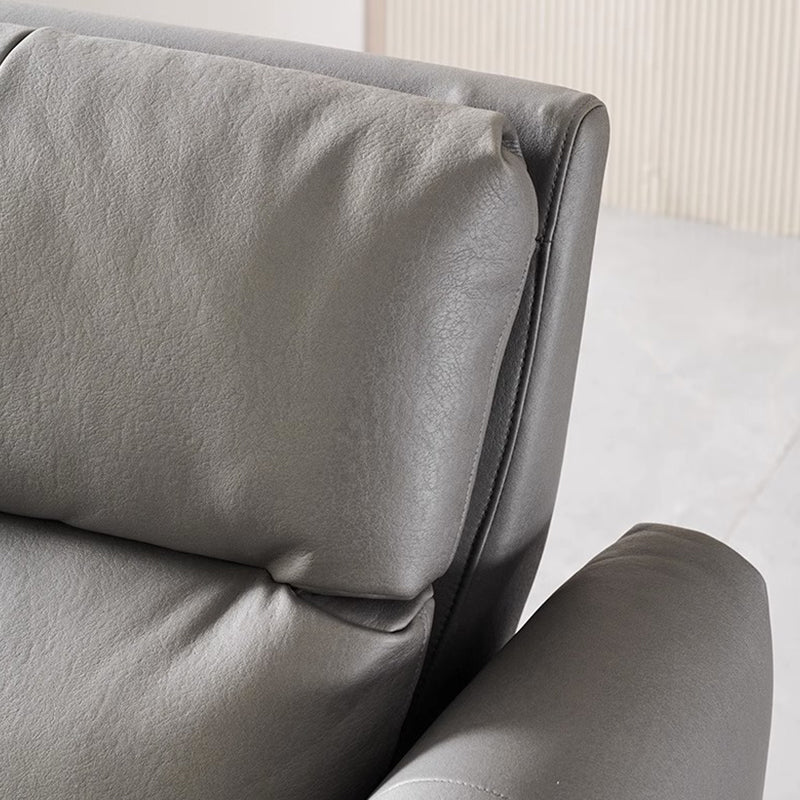 Canapé inclinable modulaire en cuir gris anthracite Lattice