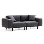 Ensemble canapé et pouf en cuir gris foncé Noble