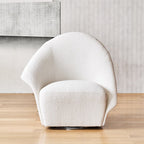 Chaise pivotante en tissu bouclé beige Calla