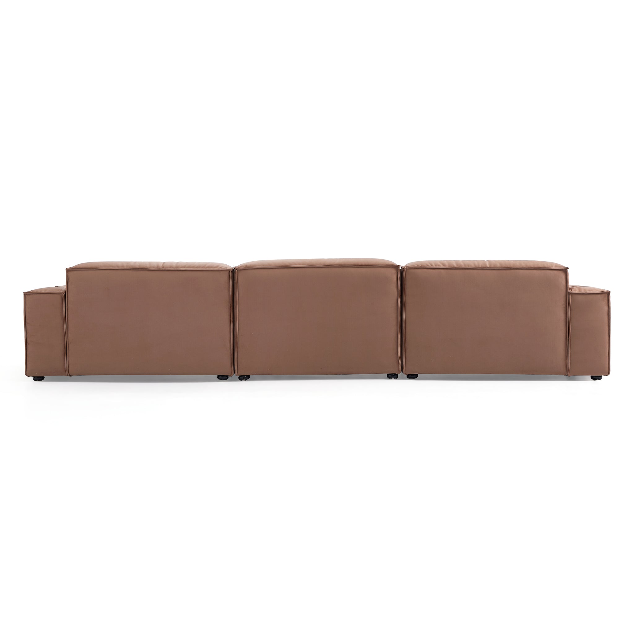Ensemble de canapés de luxe minimalistes en tissu marron