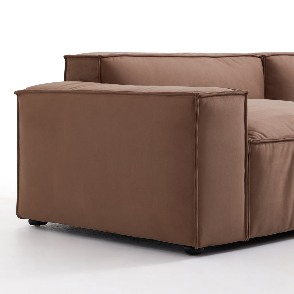 Canapé d'angle minimaliste de luxe en tissu marron