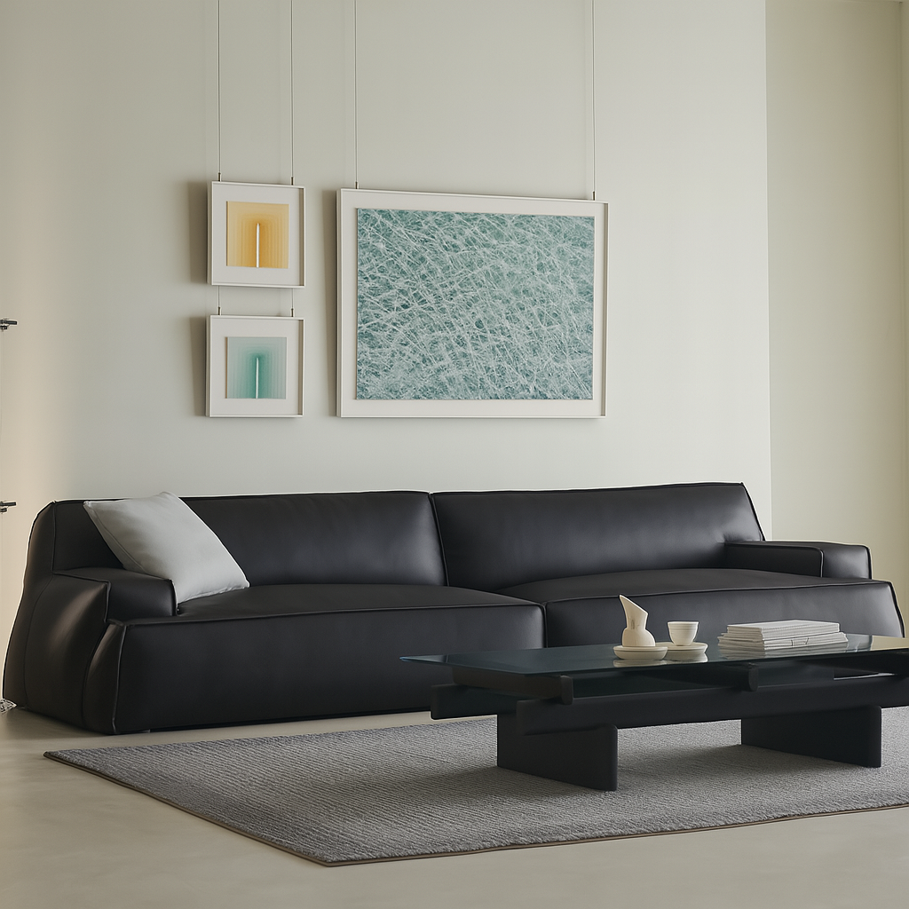 Canapé minimaliste en cuir pleine fleur Deacon