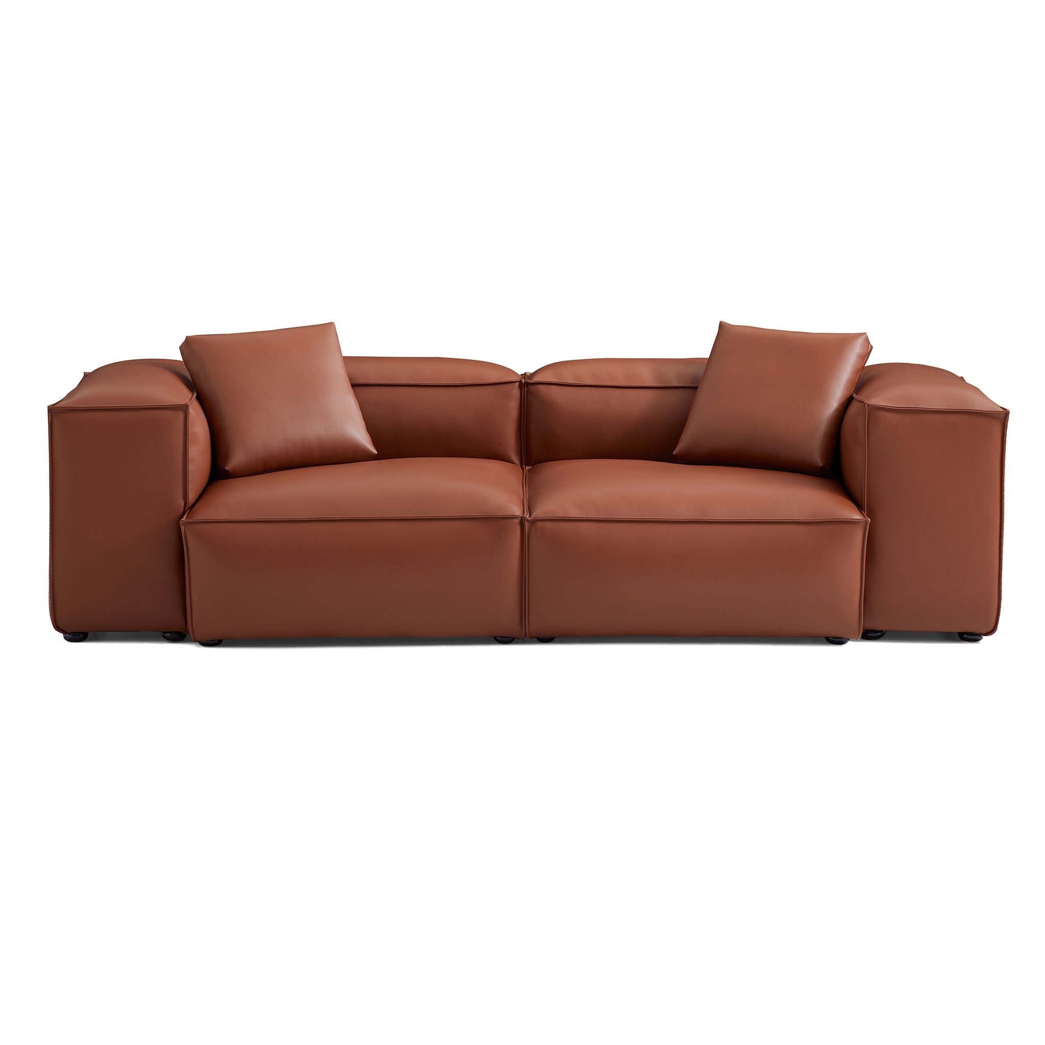 Canapé modulaire Cube en cuir véritable kaki