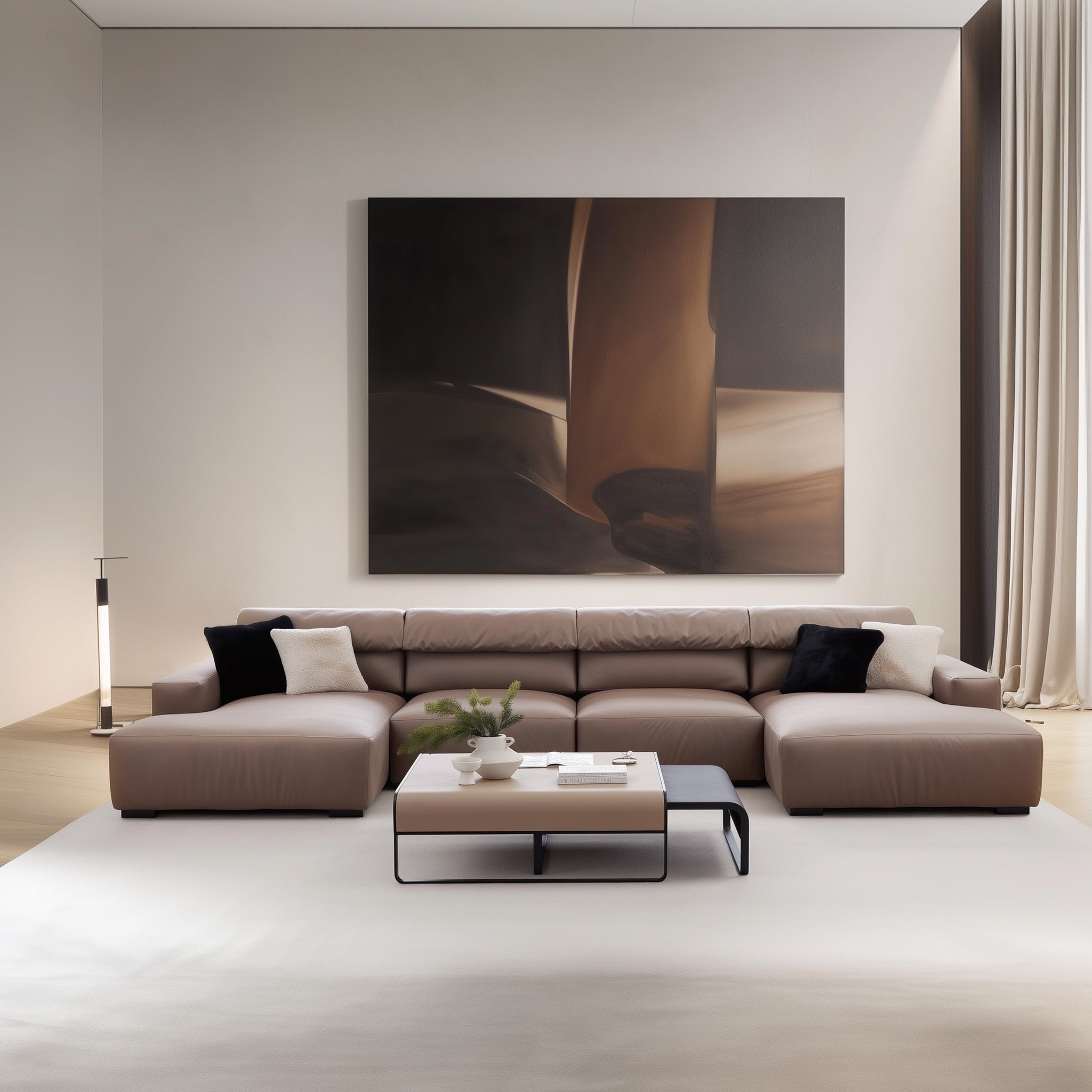 Canapé sectionnel double en châtaignier