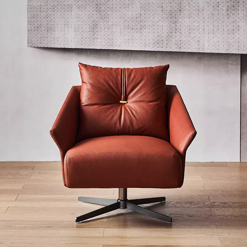 Fauteuil d'appoint pivotant en tissu rouge flamant rose