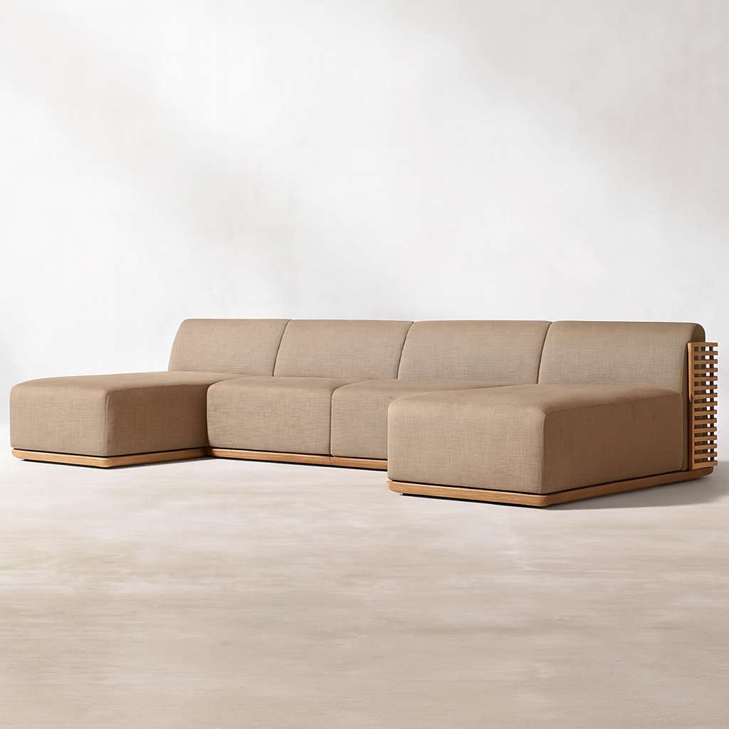 Ensemble canapé et salon d'extérieur design en teck Solana