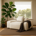 Fauteuil modulaire Cube en cuir véritable kaki