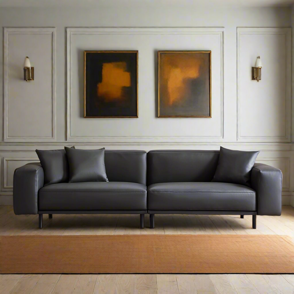 Canapé en cuir gris foncé noble