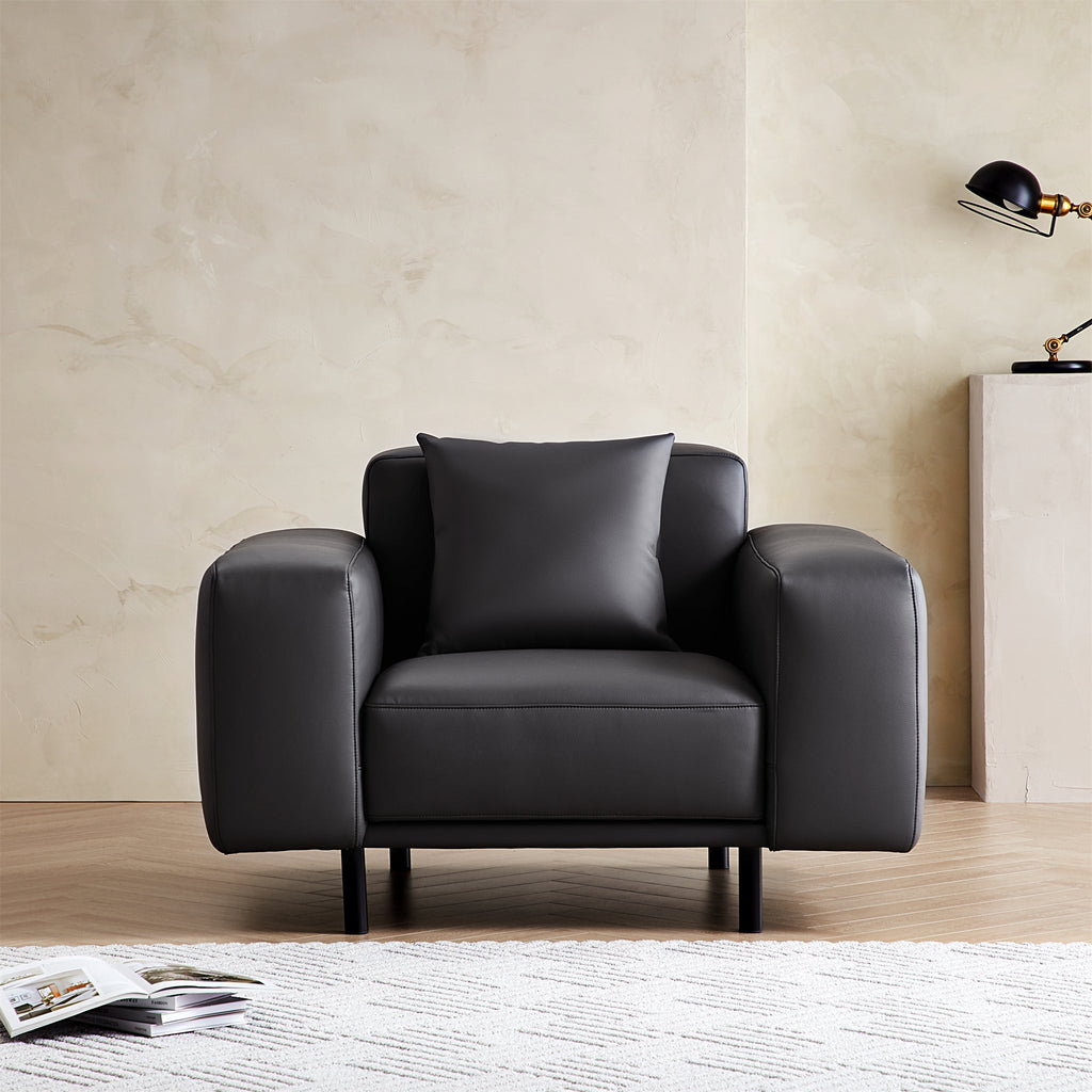 Fauteuil Noble en cuir gris foncé