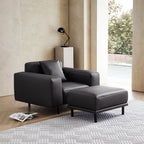 Fauteuil Noble en cuir gris foncé