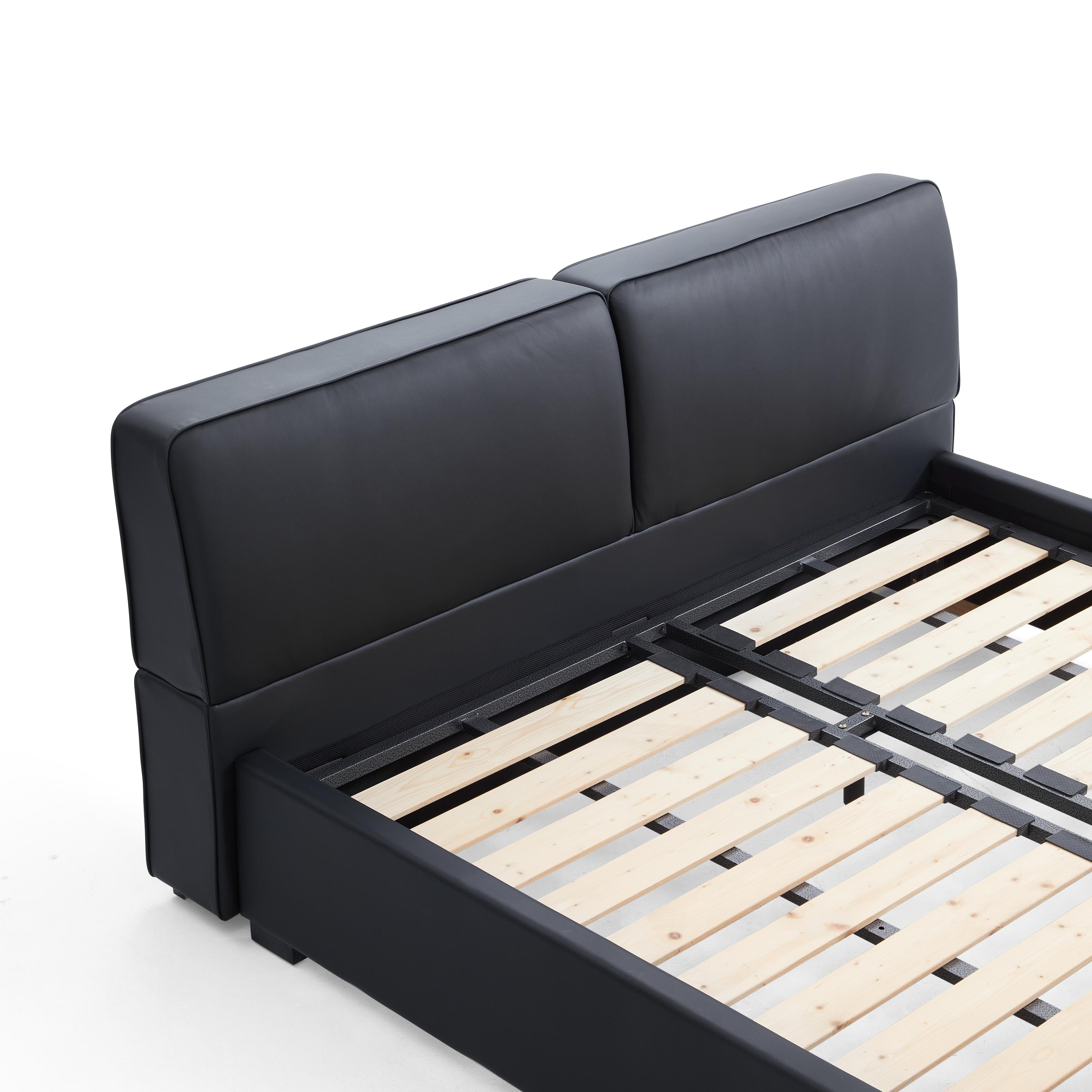 Lit en cuir noir Domus