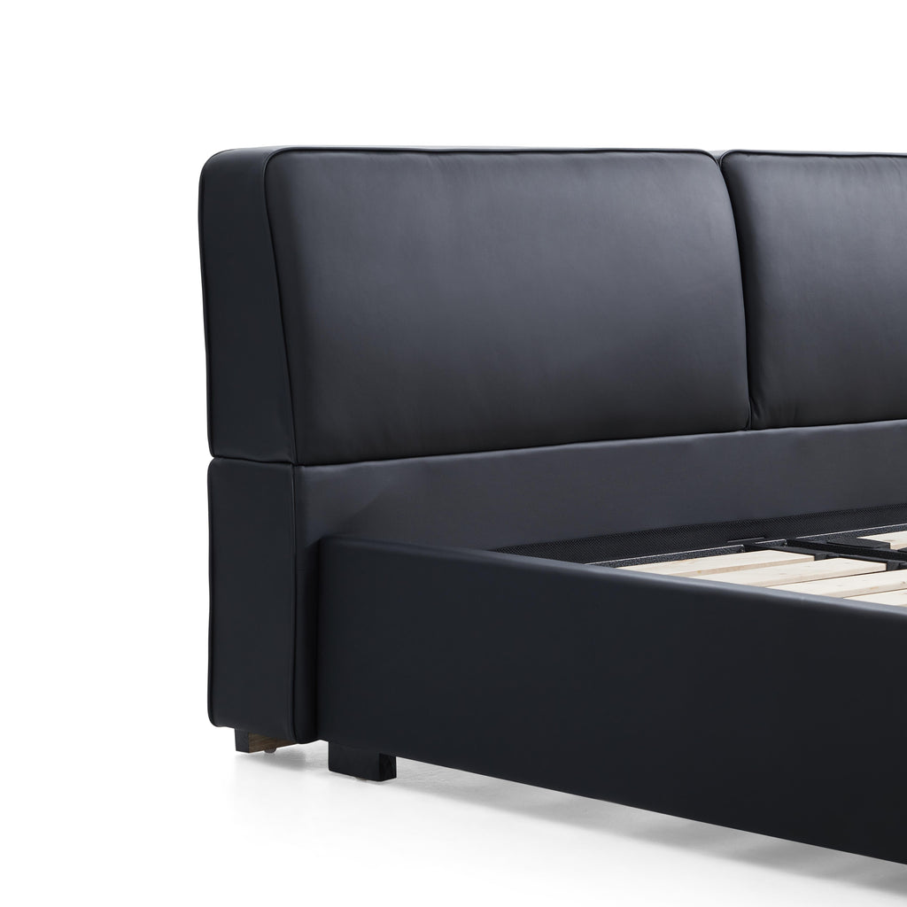 Lit en cuir noir Domus