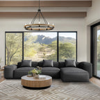 Canapé d'angle modulaire Cube en cuir véritable marron