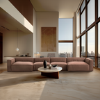 Canapé sectionnel en U de luxe en tissu marron minimaliste