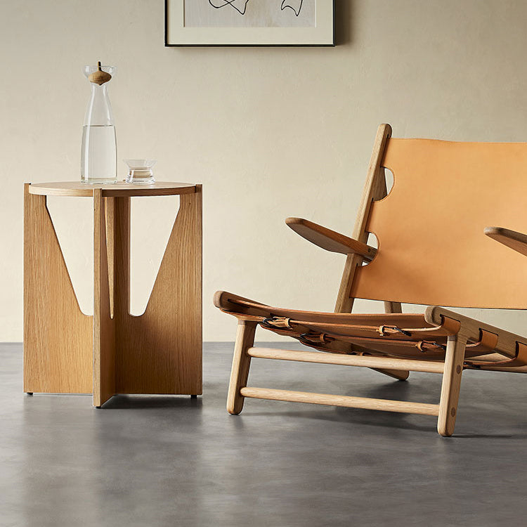 Table d'appoint ronde en chêne vif