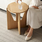 Table d'appoint ronde en chêne vif