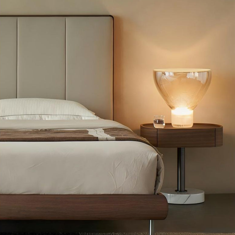 Lit en cuir à bords muffins