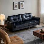 Canapé baroque capitonné en cuir noir 