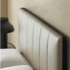 Lit en cuir à bords muffins