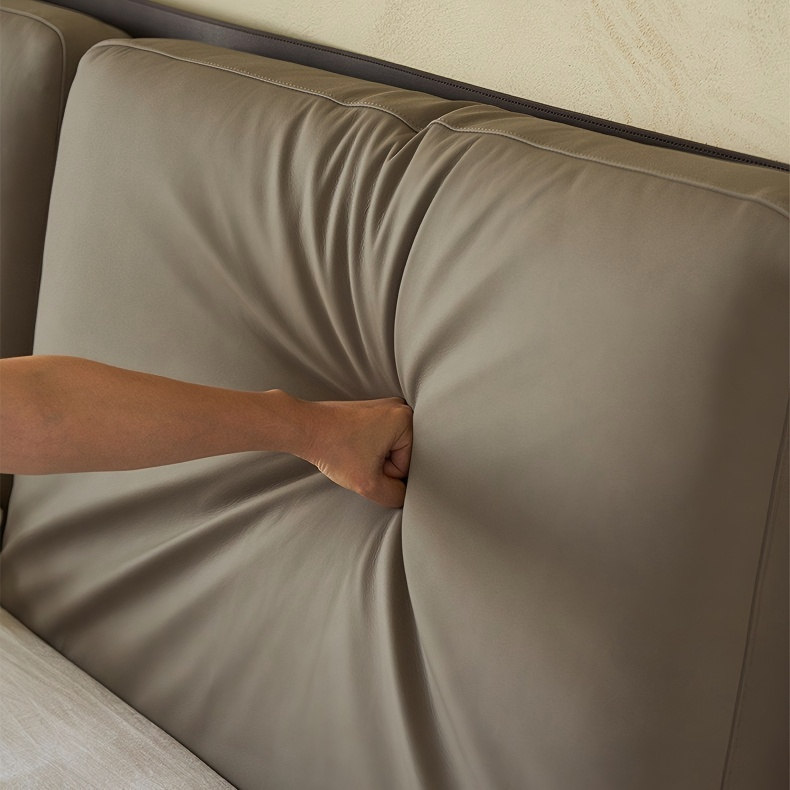 Lit en cuir crème truffe