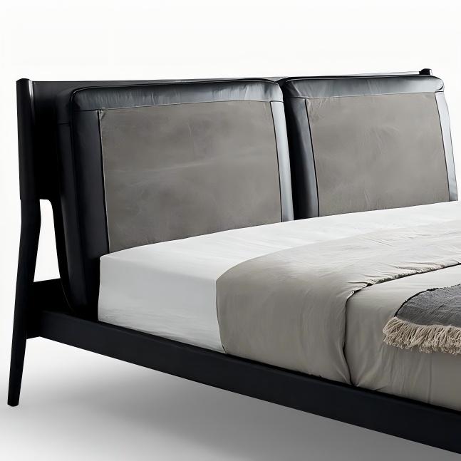 Lit en cuir crème truffe