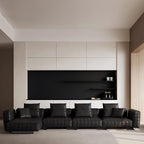 Canapé Matrix en cuir pleine fleur avec pouf