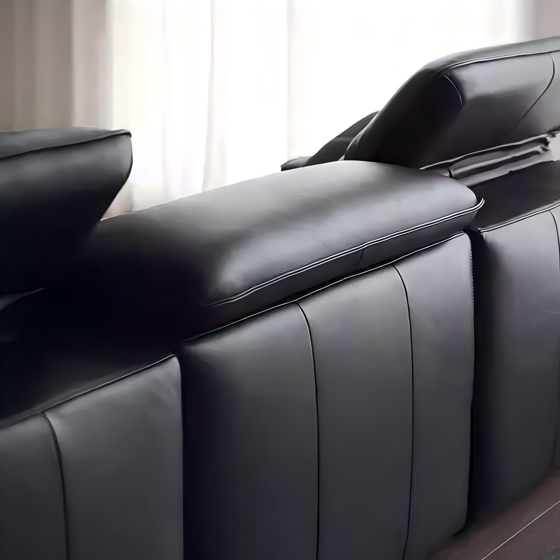 Canapé inclinable en cuir noir Nero